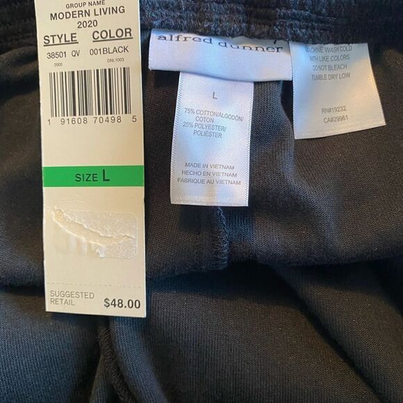 ALFRED DUNNER Womens LARGE Modern Living Solid Velour Proportional Pants - Picture 5 of 6